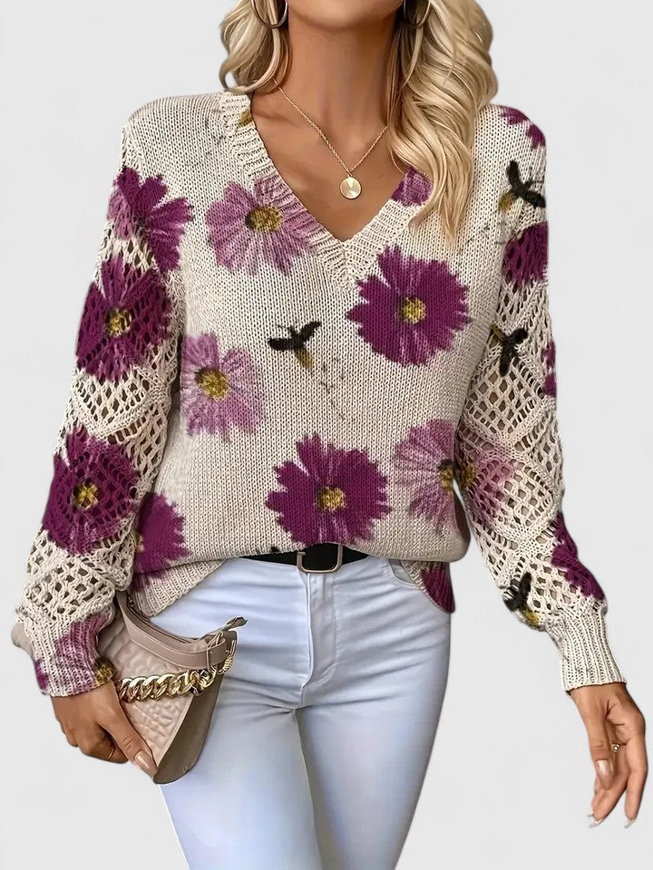 AURÉLIE™ | Elegant sweater with floral pattern