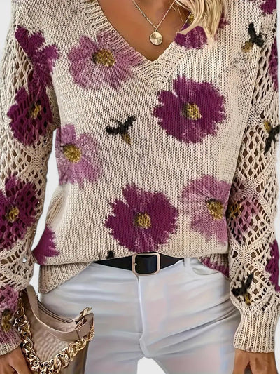 AURÉLIE™ | Elegant sweater with floral pattern