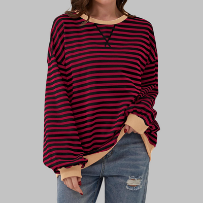 LUKA™ | Casual Long Sleeve Round Neck Striped Sweatshirt