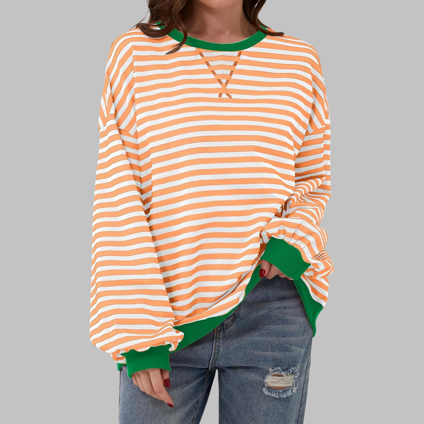 LUKA™ | Casual Long Sleeve Round Neck Striped Sweatshirt