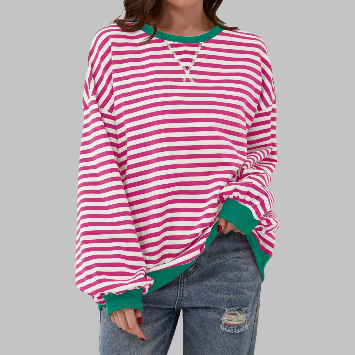 LUKA™ | Casual Long Sleeve Round Neck Striped Sweatshirt