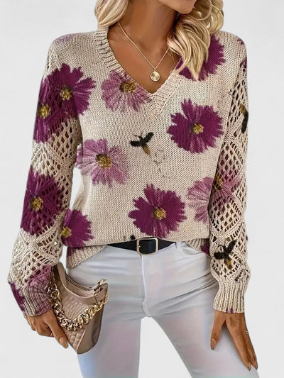 AURÉLIE™ | Elegant sweater with floral pattern