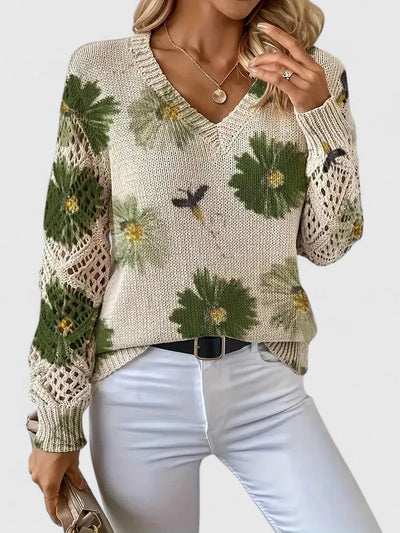 AURÉLIE™ | Elegant sweater with floral pattern