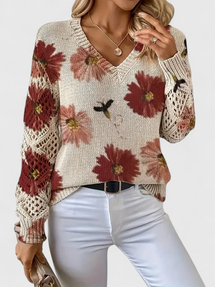 AURÉLIE™ | Elegant sweater with floral pattern