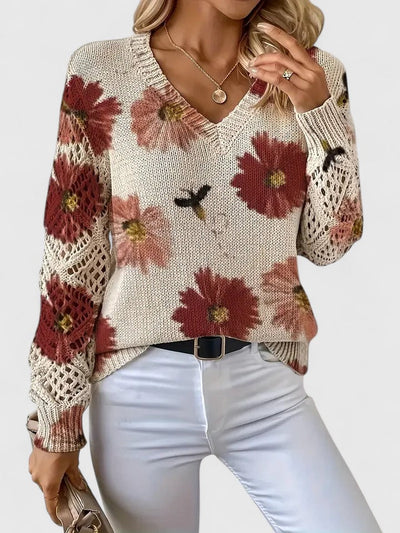 AURÉLIE™ | Elegant sweater with floral pattern