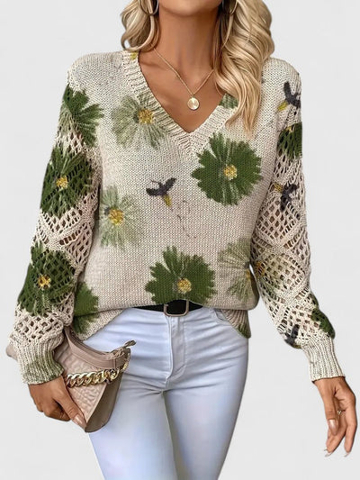 AURÉLIE™ | Elegant sweater with floral pattern