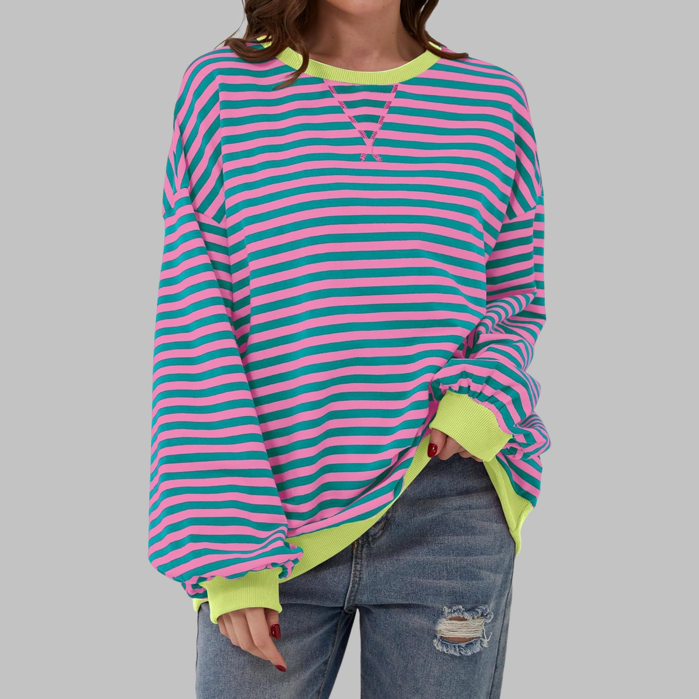 LUKA™ | Casual Long Sleeve Round Neck Striped Sweatshirt