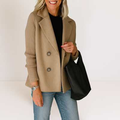 Martine™ | Elegant Jacket with Knitted Sleeves