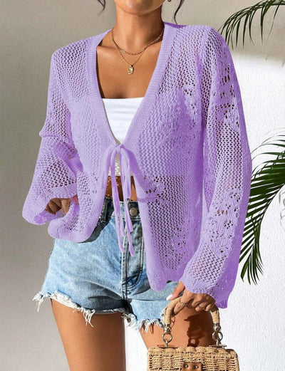 SICAT™ – Elegant Tie Front Long Sleeve Cardigan