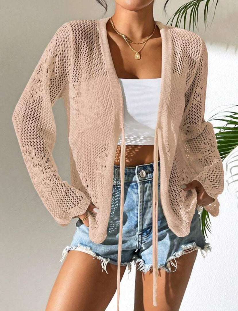 SICAT™ – Elegant Tie Front Long Sleeve Cardigan