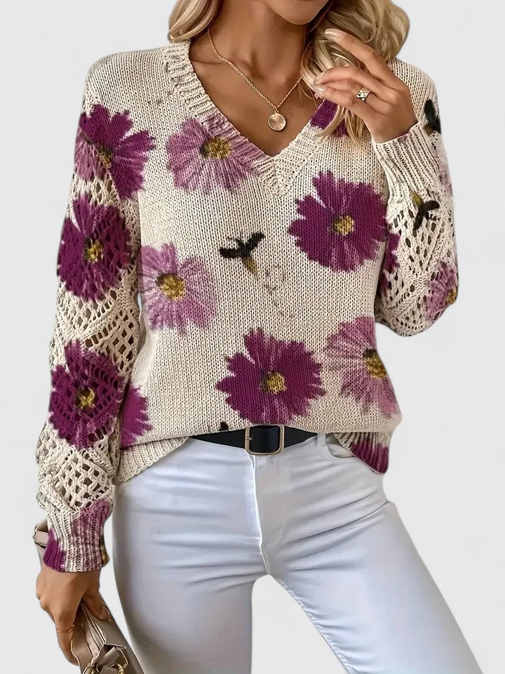 AURÉLIE™ | Elegant sweater with floral pattern
