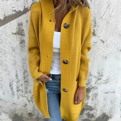 Adriana™ | Long Jacket with Hood and Buttons